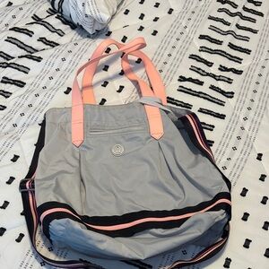 lululemon athletica Gray Tote with Pink Straps
